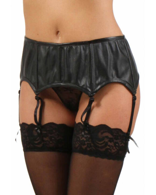 BREED ECO LEREN JARRETELGORDEL MET 6 JARRETELS