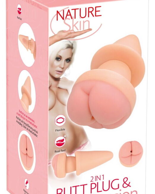 NATURE SKIN 2 IN 1 BUTTPLUG MASTURBATOR EN EXTENSIE