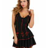 ZWART ROOD BURLESQUE KORSET JURKJE IN LOLITA STIJL