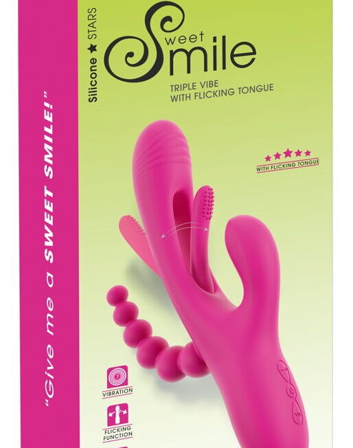 SWEET SMILE TRIPLE VIBRATOR MET FLIKKERENDE TONG