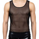 TRANSPARANTE HEREN TANKTOP IN POWERNET GAASSTOF