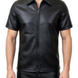 FETISJ LEREN HEREN UNIFORM SHIRT MET 2 WEG RITS