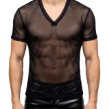 UITDAGEND DOORKIJK HEREN SHIRT MET V HALS IN MESH